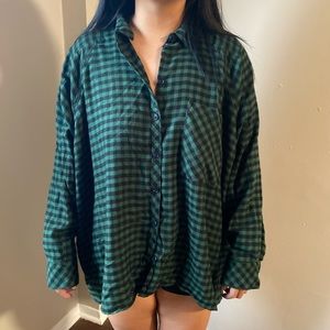 UO Green Botton Down Flannel